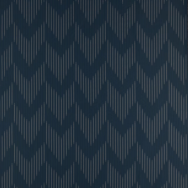 Dark marine blue fabric with fine pale zigzag stripe motif