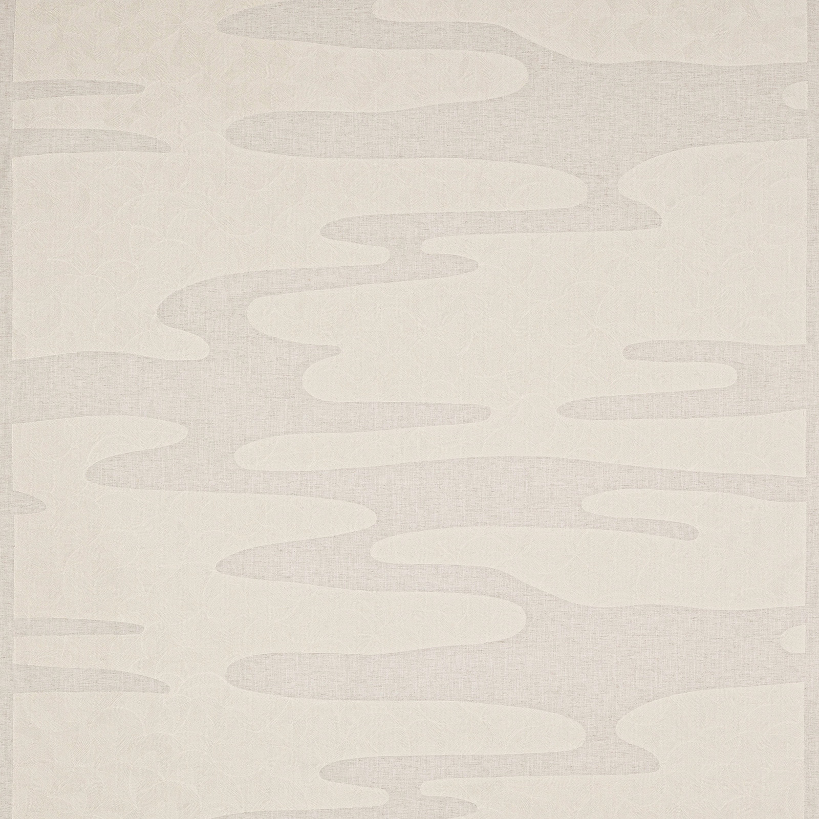 Pale ivory abstract woven fabric with soft cream linear pattern