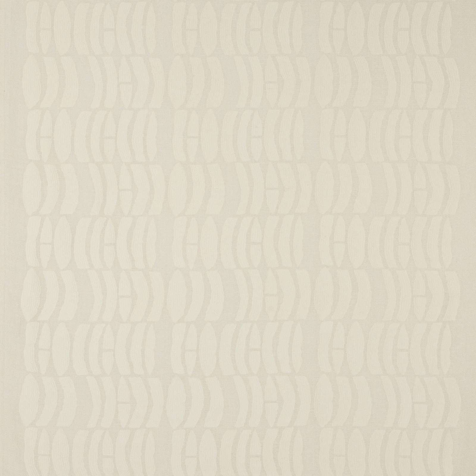 Pale ivory woven fabric with subtle repeating geometric oval motif