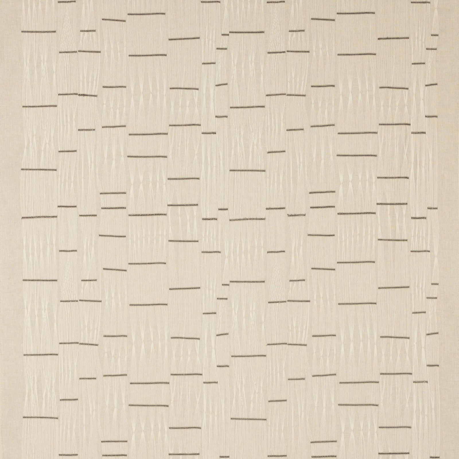 Ivory woven fabric swatch with fine stepped linear motif and subtle texture
