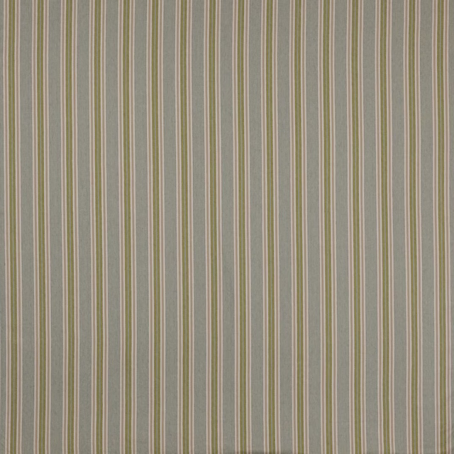 Vertical aqua, olive and cream pinstripes on a soft woven linen-cotton ground