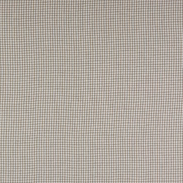 Close-up of a small beige and pale grey linen check fabric