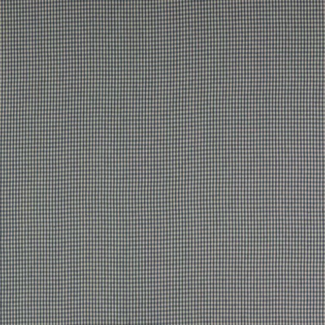 Close-up of a fine blue-grey checked linen fabric swatch