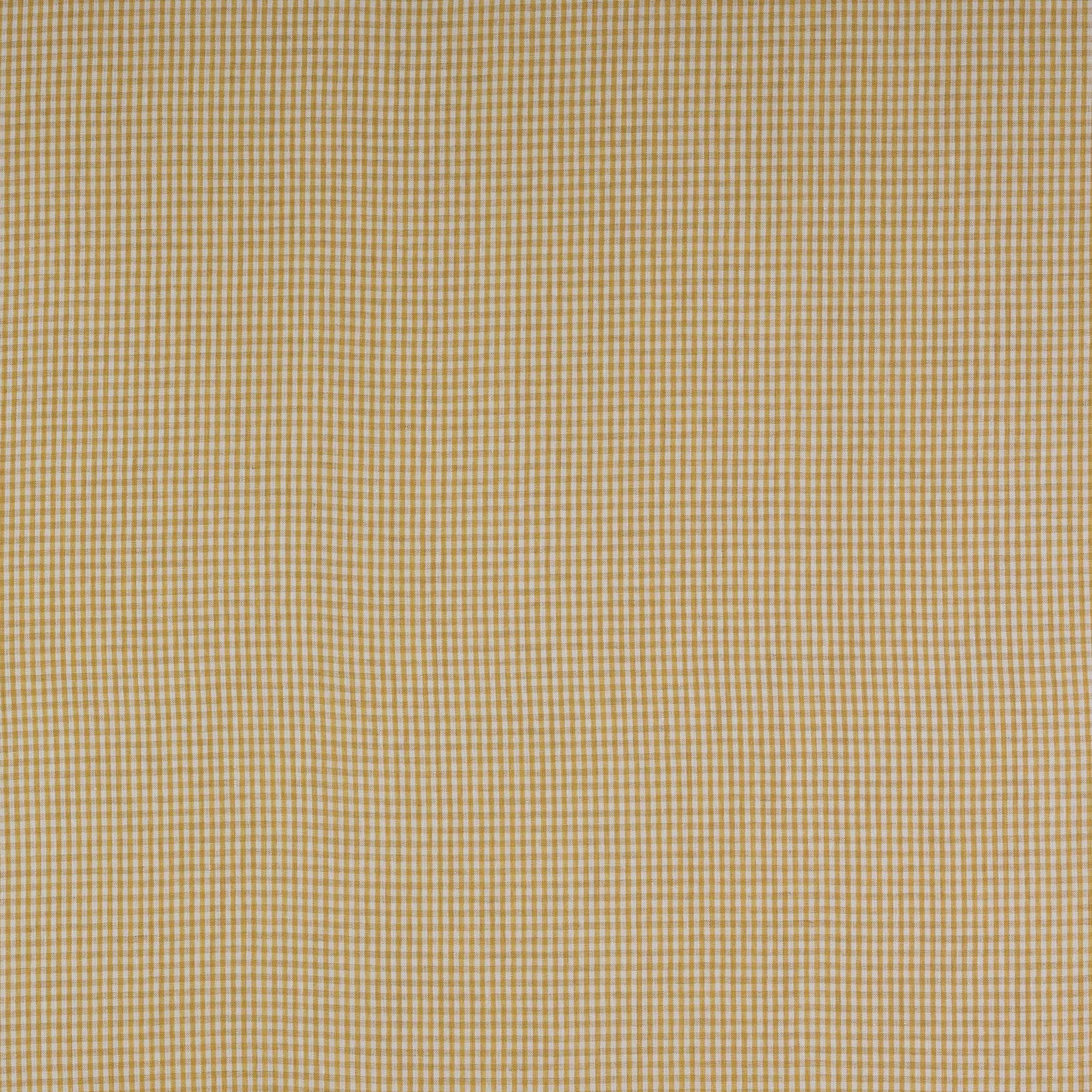 Close-up of a small gold and cream gingham check linen fabric