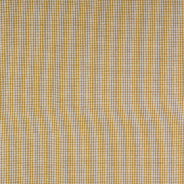 Close-up of a small gold and cream gingham check linen fabric