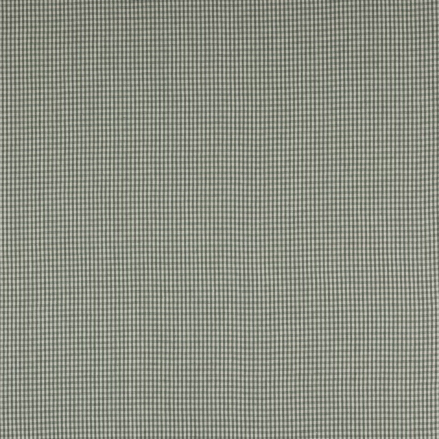 Close-up of tiny sage green and grey linen check fabric