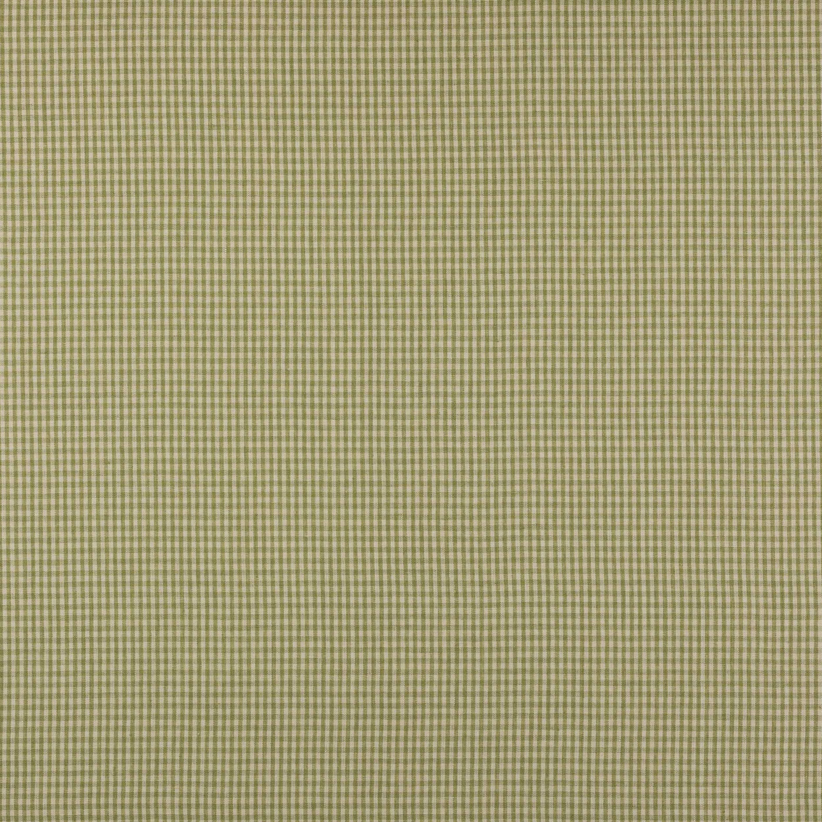 Muted leaf-green tiny check linen fabric with a soft woven texture