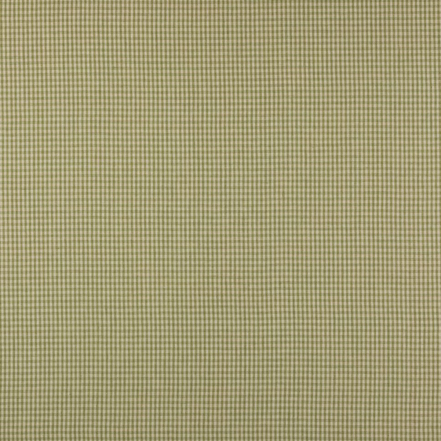 Muted leaf-green tiny check linen fabric with a soft woven texture