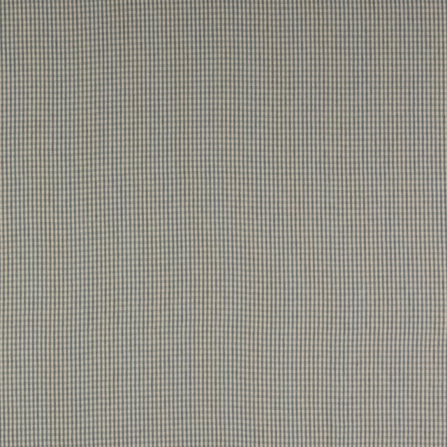 Small old blue and grey linen check swatch with fine woven texture