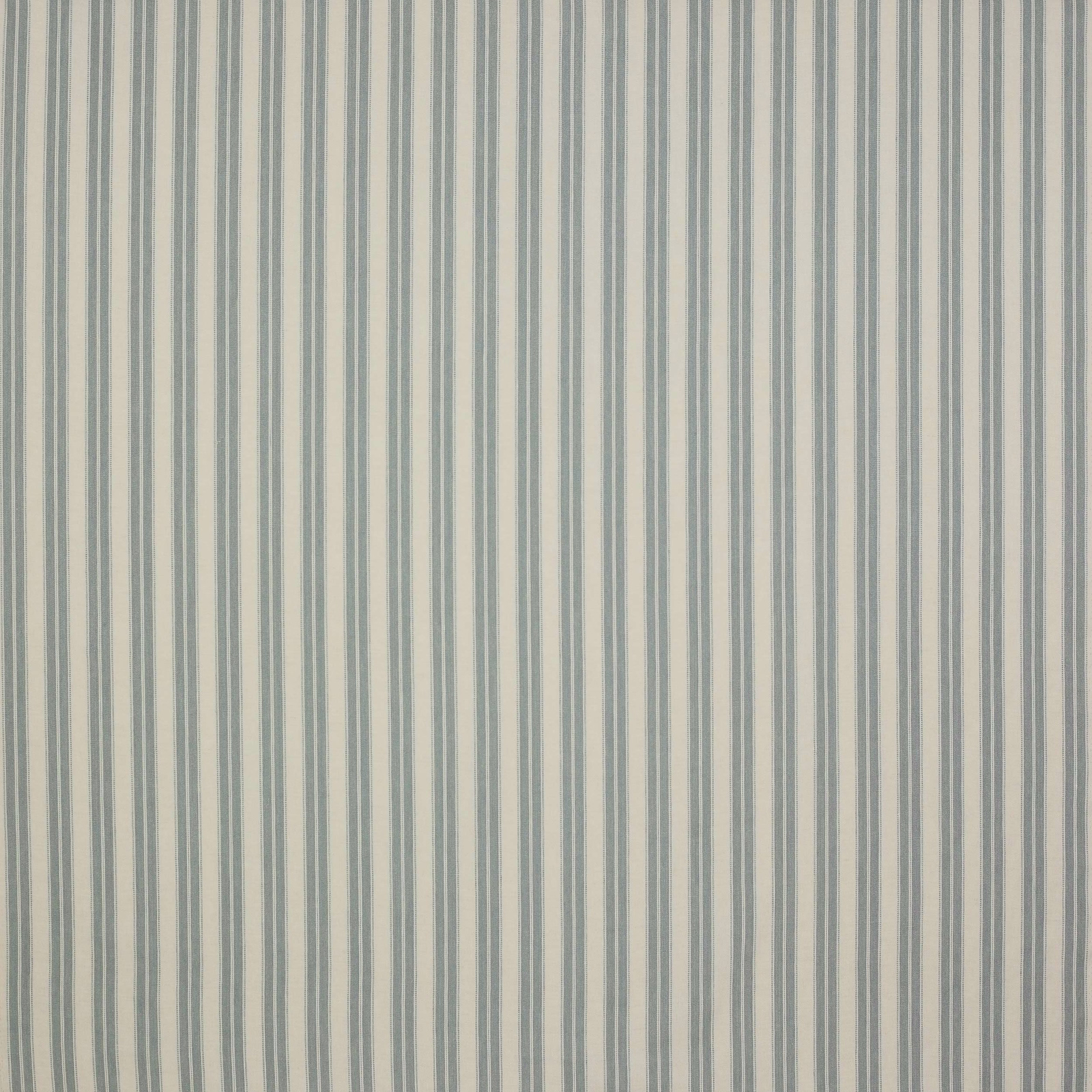 Pale aqua and cream vertical striped linen fabric swatch