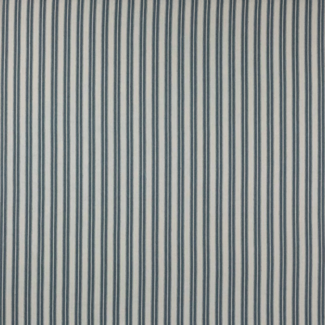 Vertical blue and pale striped linen swatch with fine woven texture