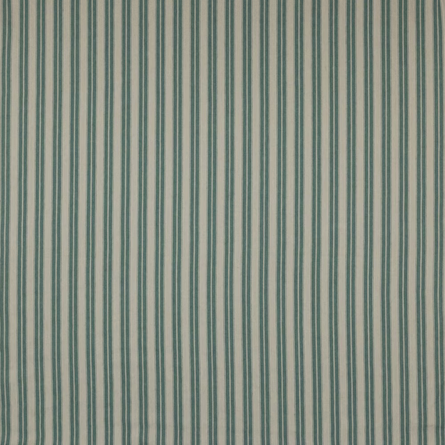 Vertical forest green and cream striped linen fabric swatch