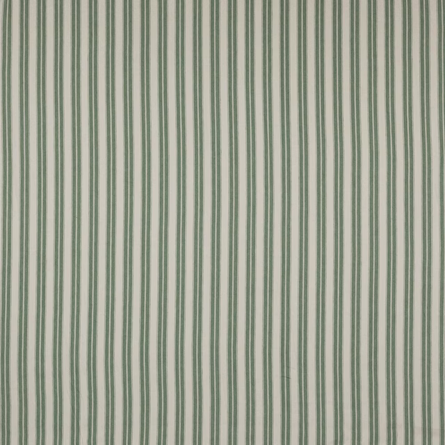 Vertical sage green and ivory linen stripe fabric swatch