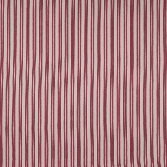 Vertical dusty rose and pale linen stripe fabric swatch