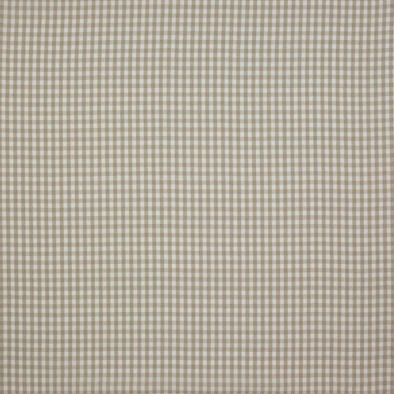 Small beige and ivory linen check fabric with fine woven texture