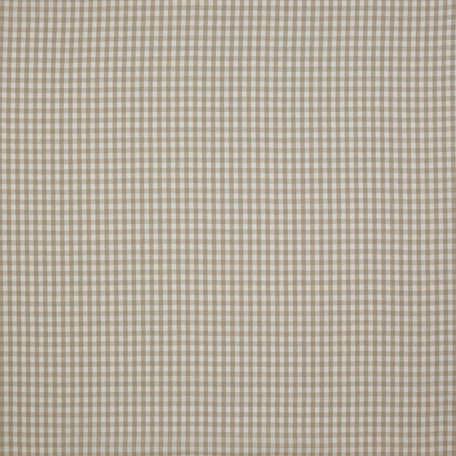 Small beige and ivory linen check fabric with fine woven texture