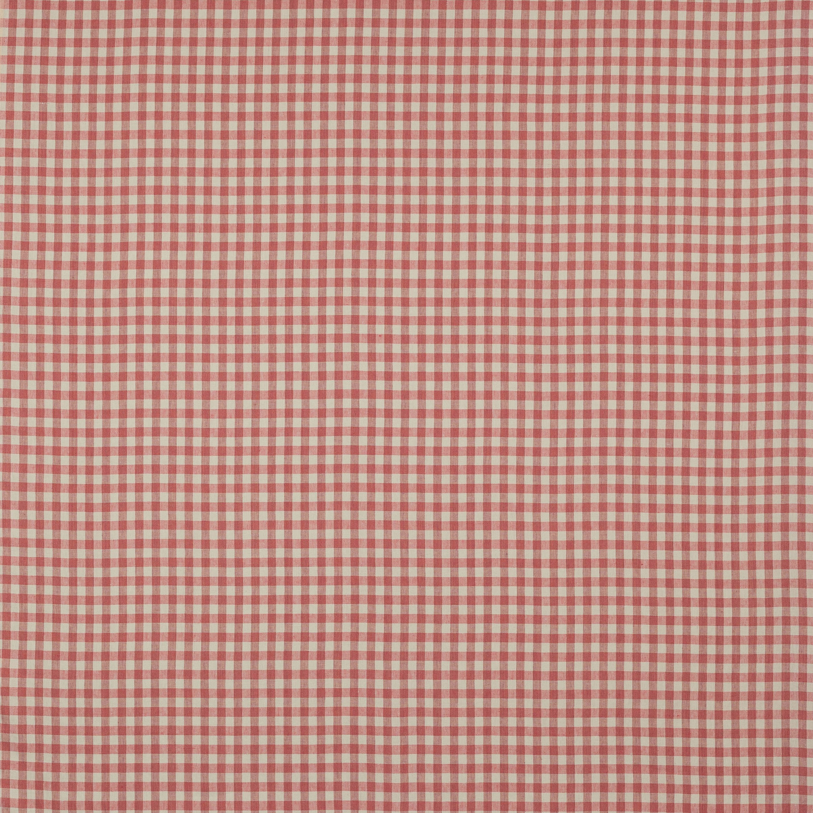 Close-up of a small brick-red and cream gingham linen check