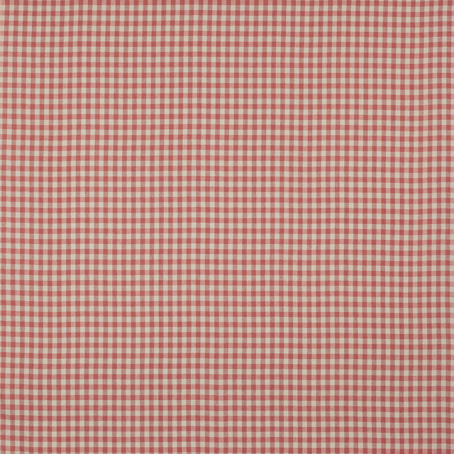 Close-up of a small brick-red and cream gingham linen check