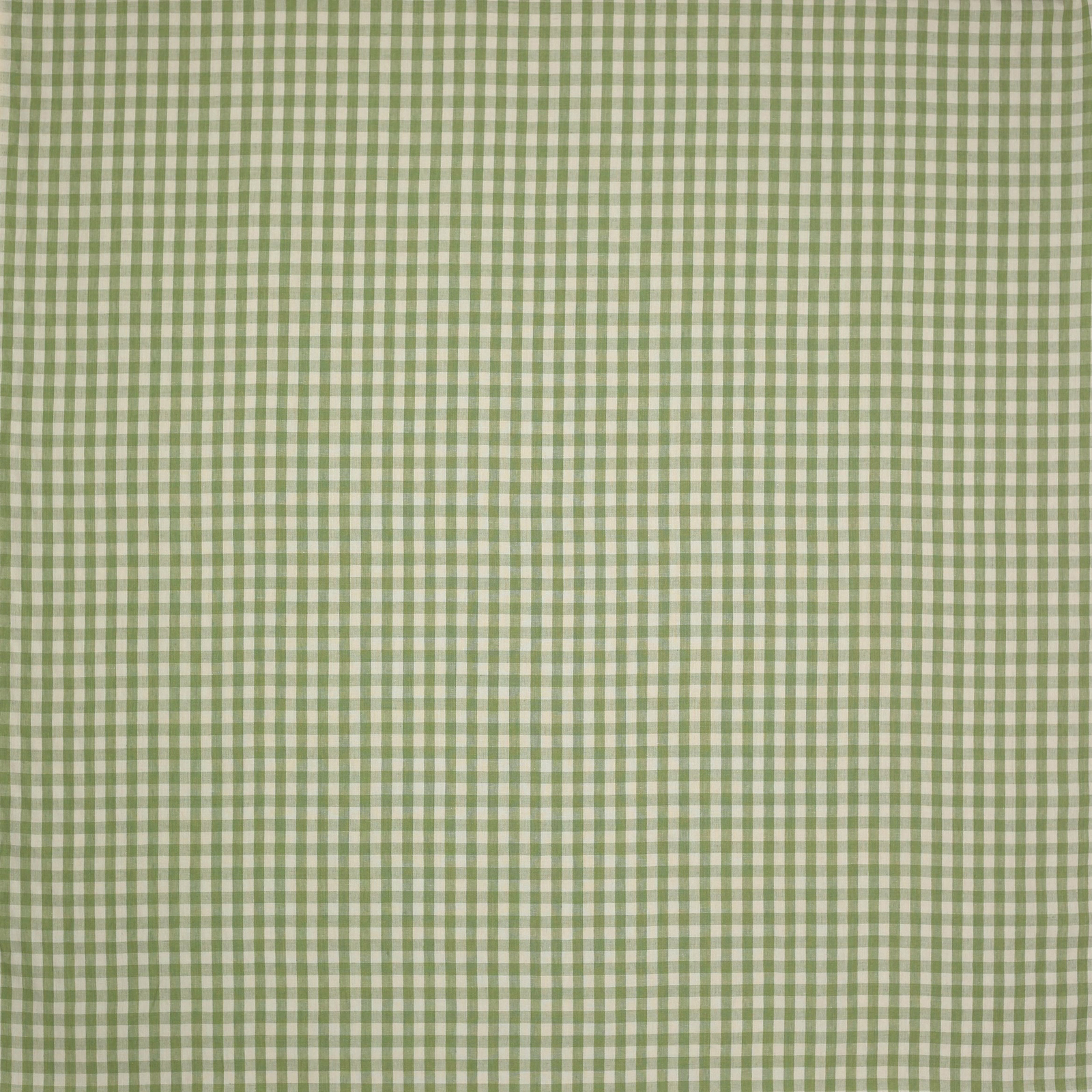 Soft sage green and cream small linen check fabric swatch