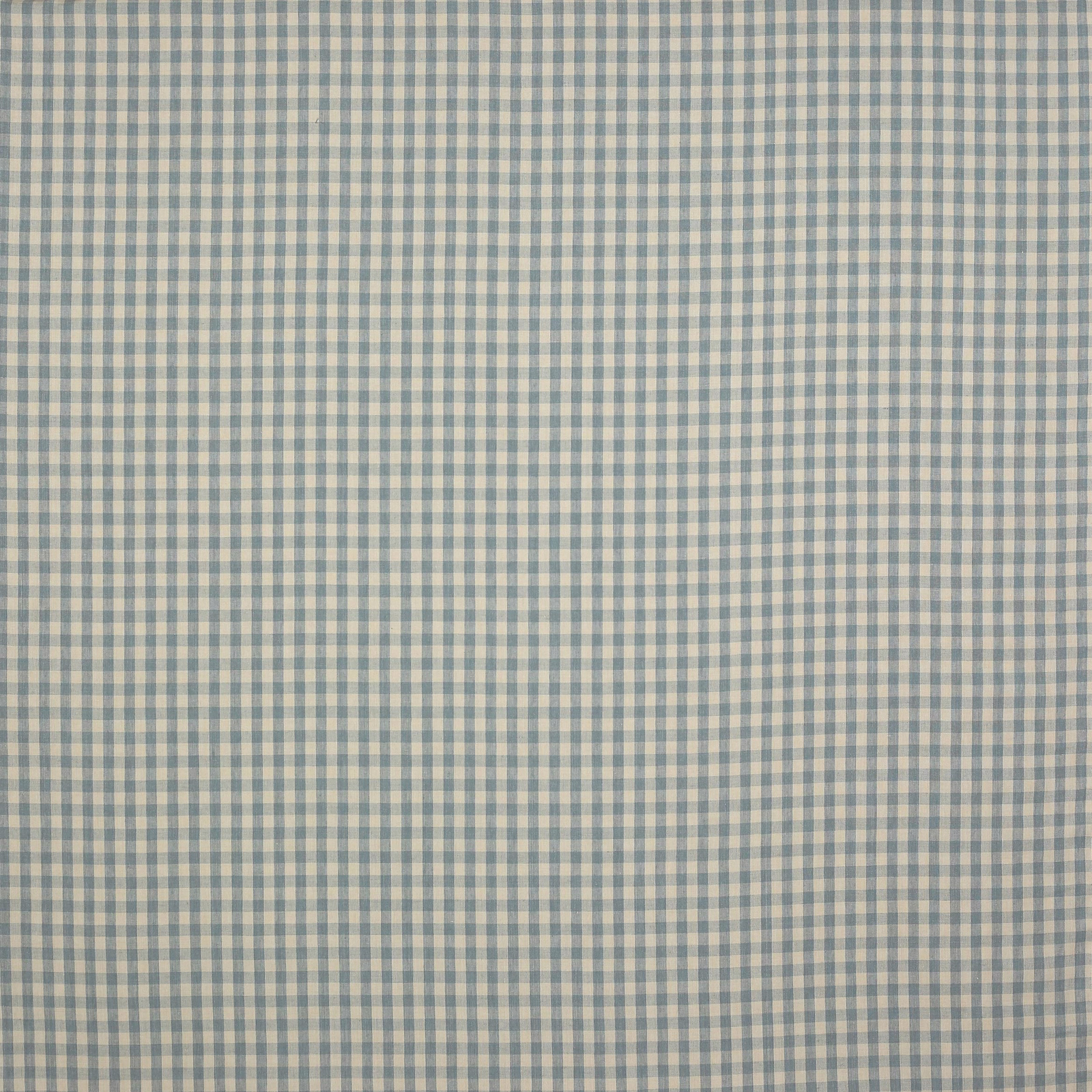 Small blue and cream gingham check linen swatch with fine woven texture