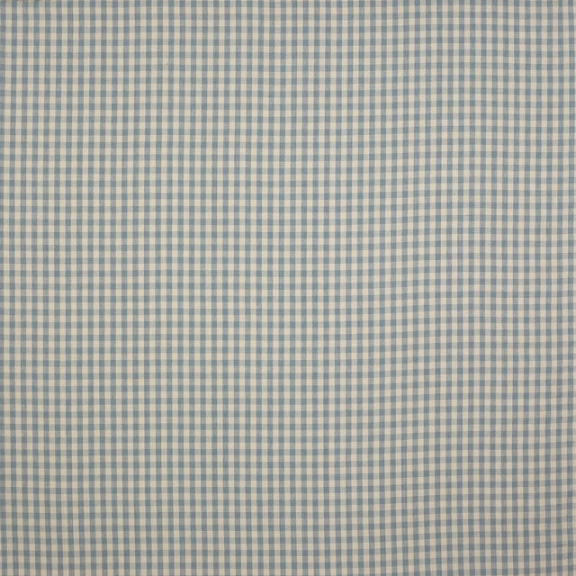 Small blue and cream gingham check linen swatch with fine woven texture
