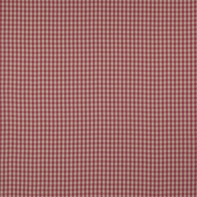 Small rose-pink and pale neutral gingham check linen fabric