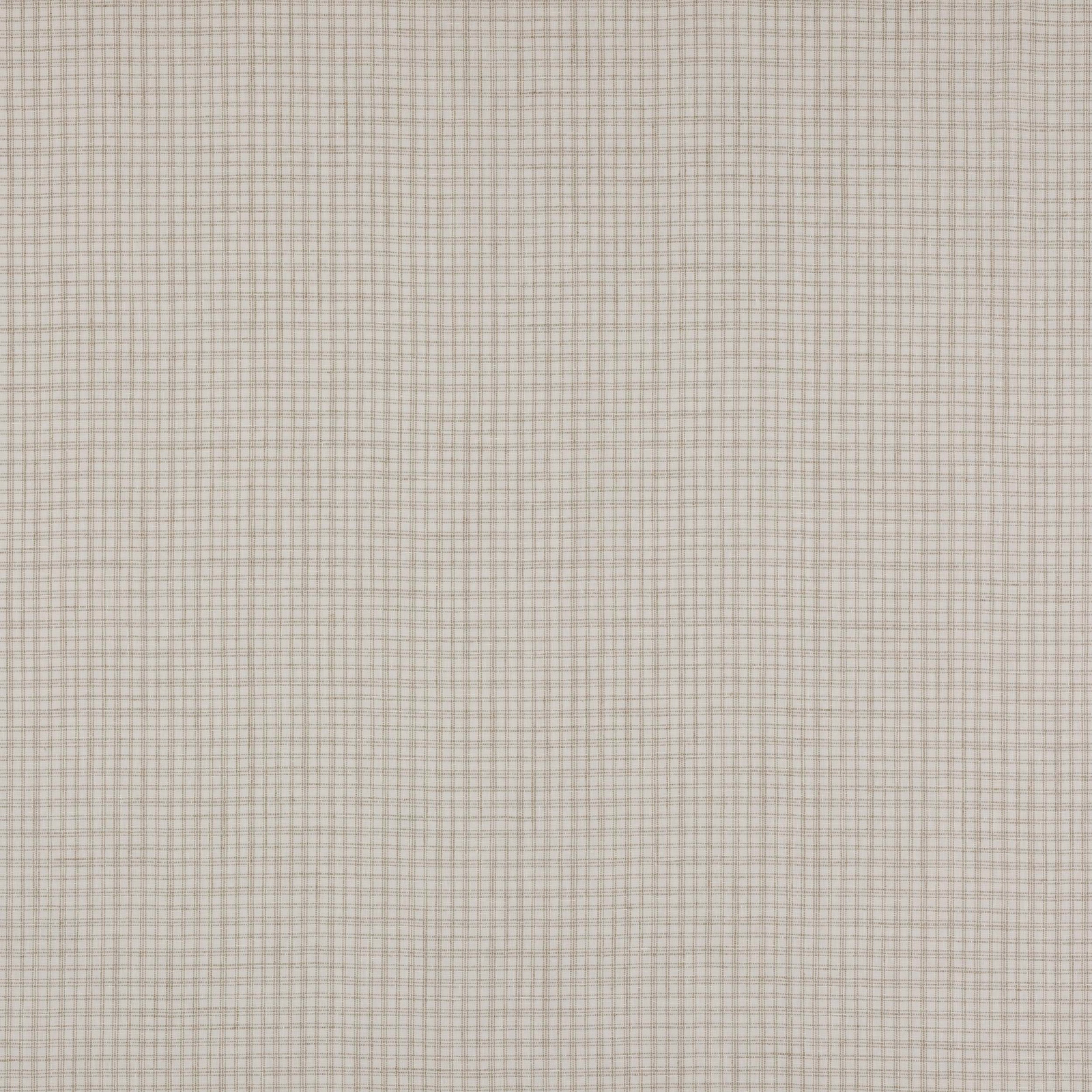 Close-up of a small beige linen check fabric with fine woven grid