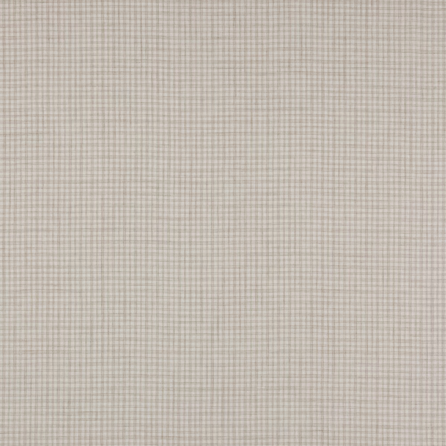 Close-up of a small beige linen check fabric with fine woven grid