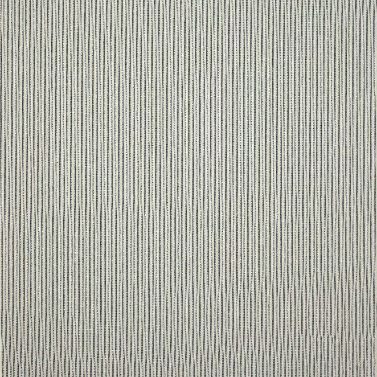 Fine navy pinstripes on a pale linen ground, straight woven fabric