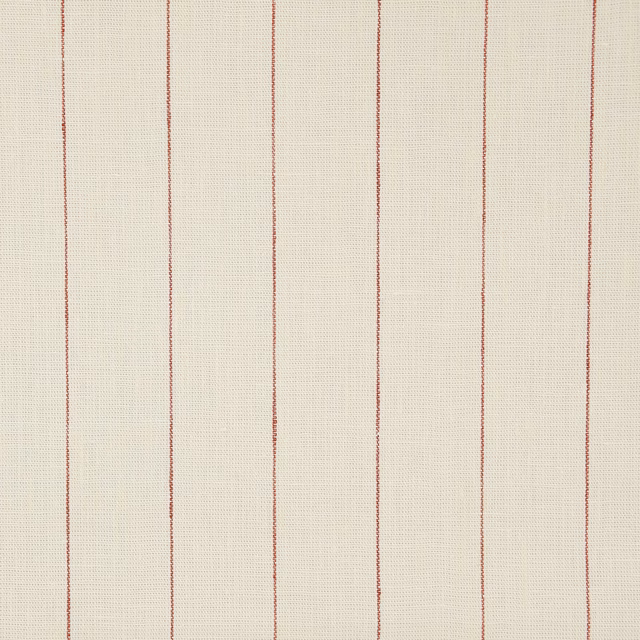 Cream linen swatch with fine vertical blush pink pinstripes
