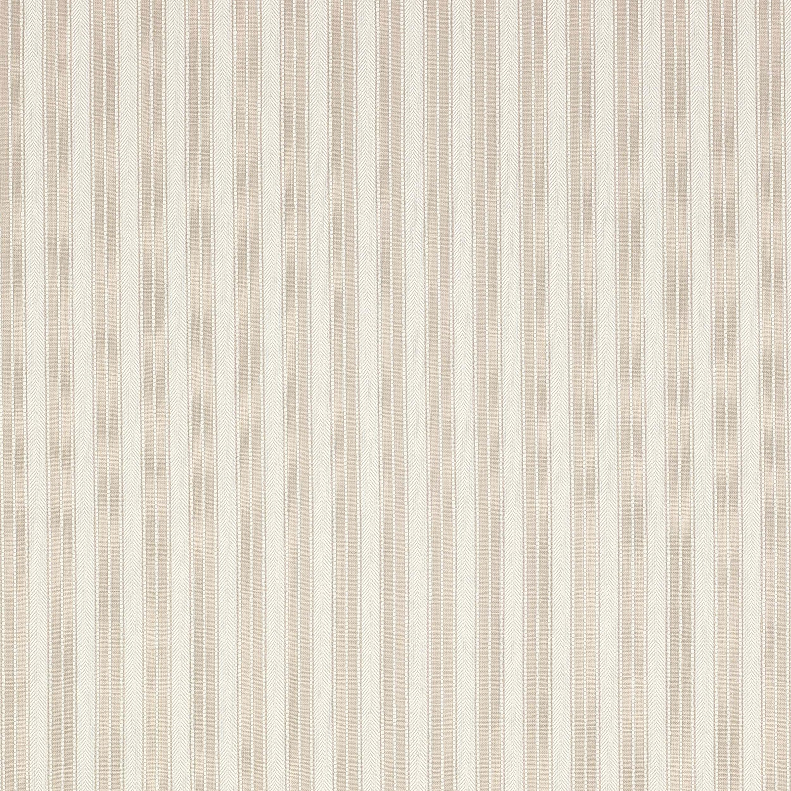 Pale beige vertical striped linen fabric swatch with fine woven texture