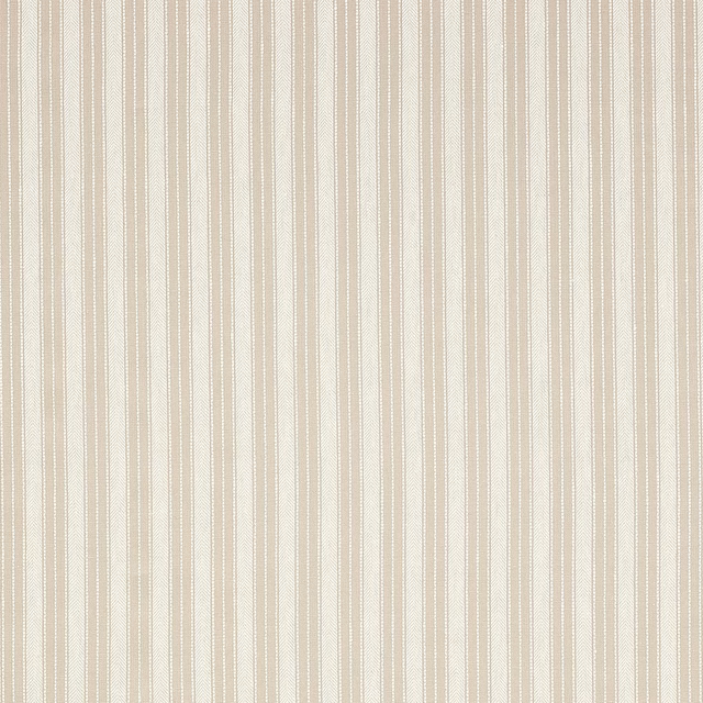 Pale beige vertical striped linen fabric swatch with fine woven texture