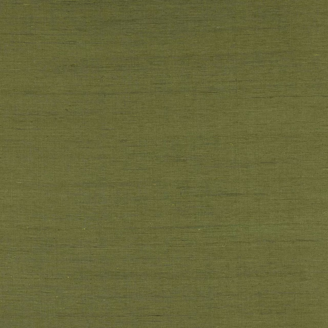 Muted olive green silk fabric with fine horizontal slubbing and soft sheen