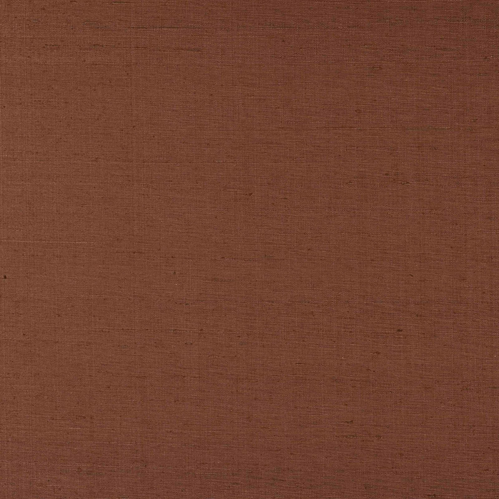 Warm terracotta silk swatch with fine horizontal striations and natural slubs