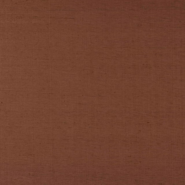 Warm terracotta silk swatch with fine horizontal striations and natural slubs