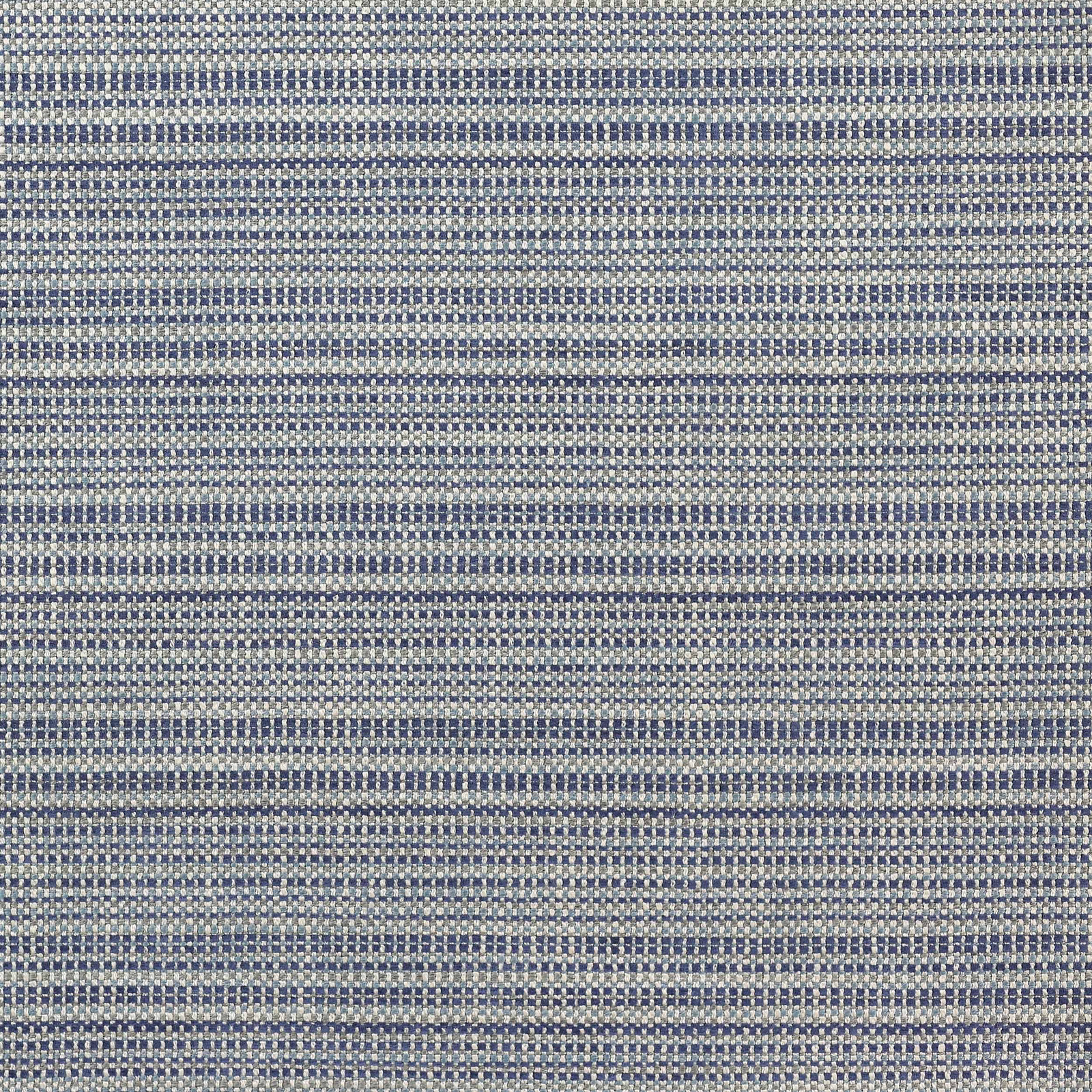 Close-up of indigo and pale grey-blue woven fabric with fine textured stripes