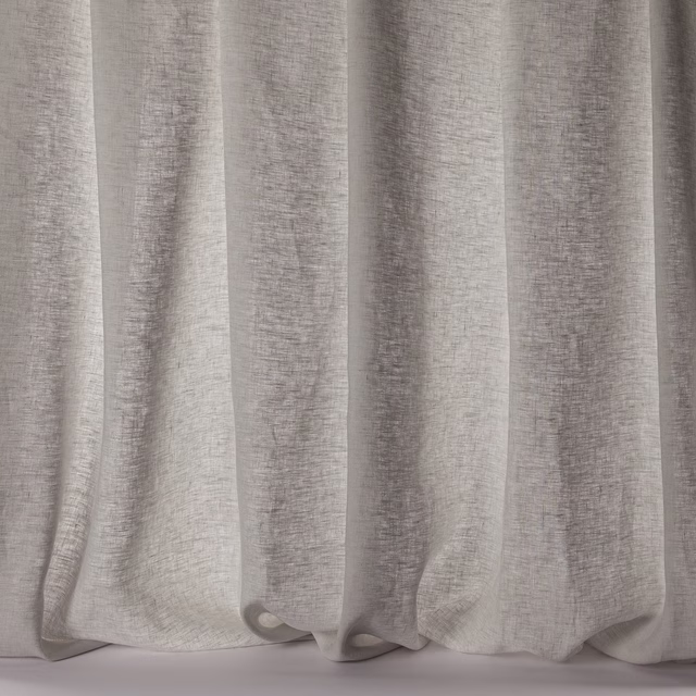 Pale silver-grey linen sheer draped in soft vertical folds