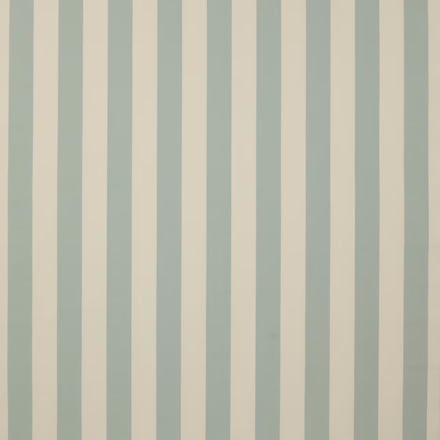 Pale aqua and cream vertical striped cotton fabric swatch