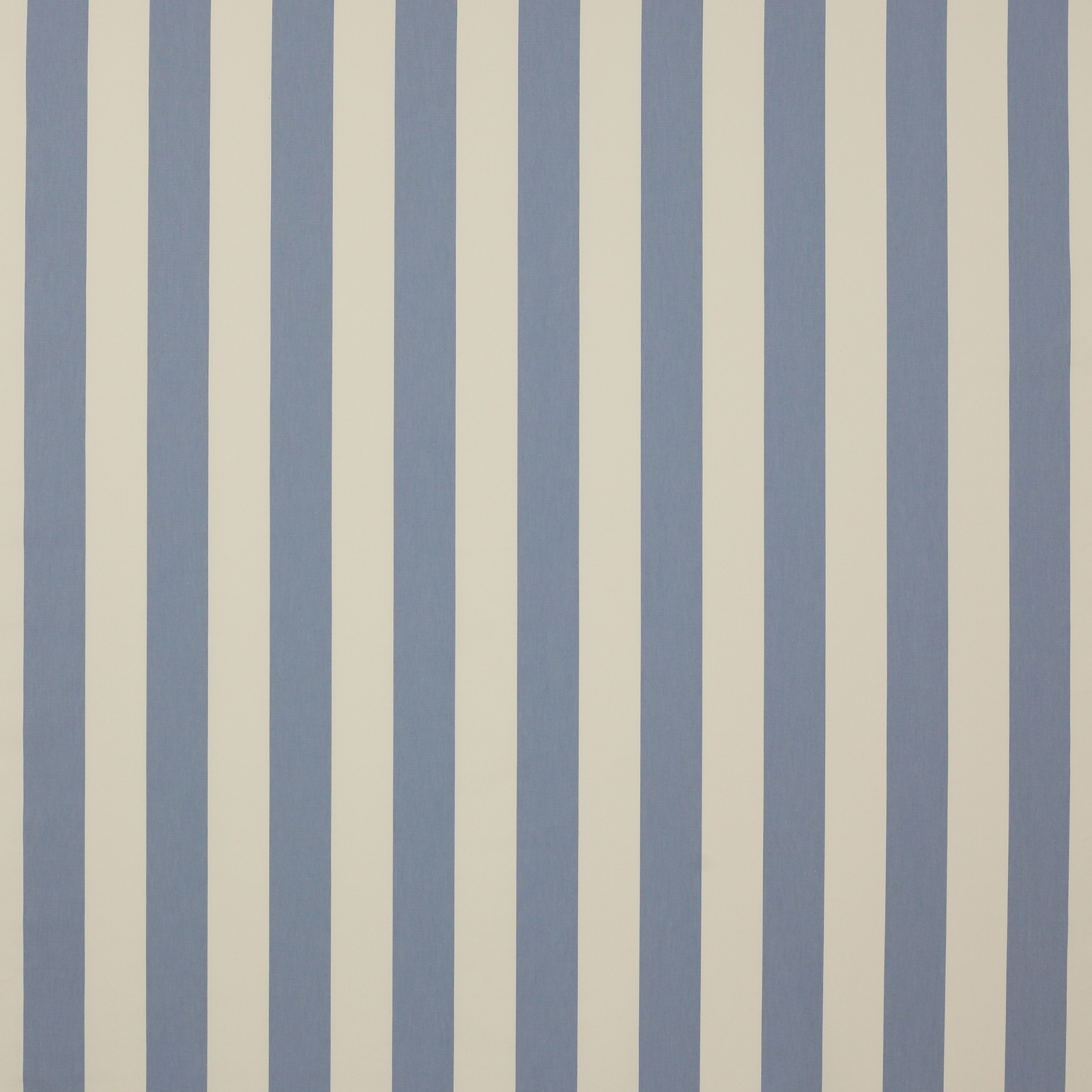 Vertical powder-blue and ivory striped cotton fabric swatch