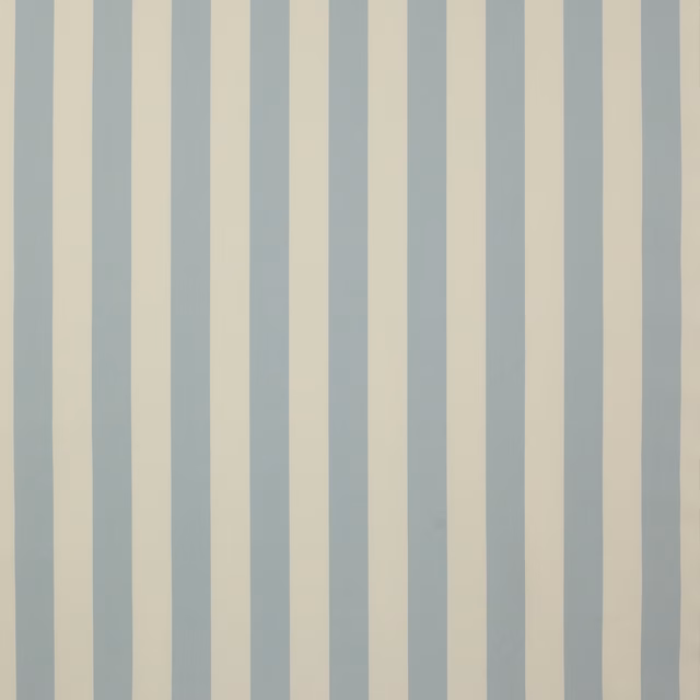 Vertical sky blue and ivory stripe cotton fabric swatch