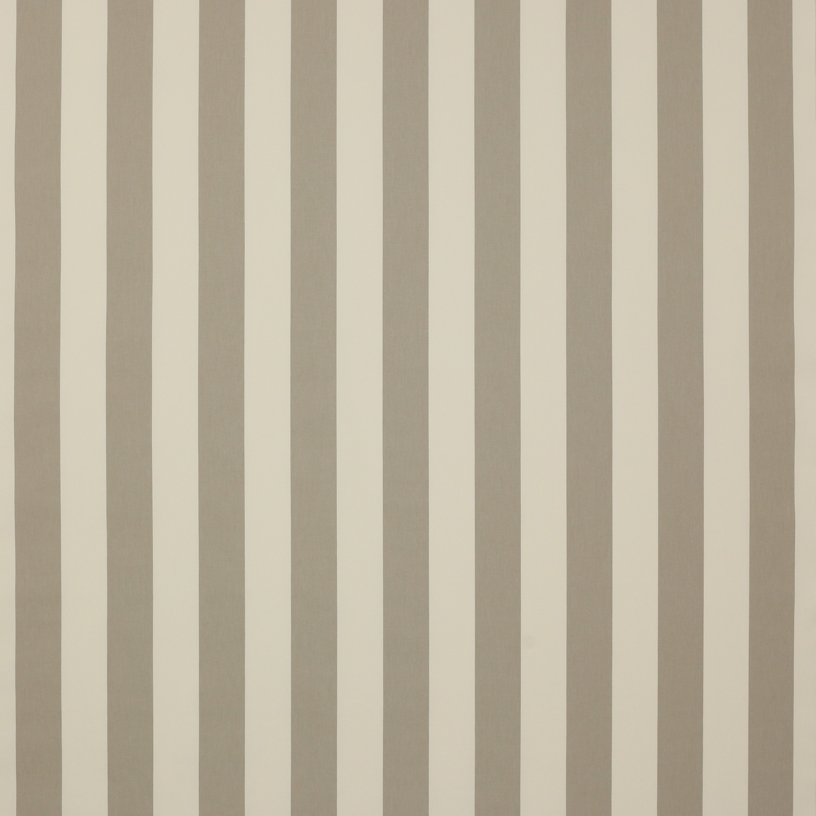 Vertical taupe and cream stripes on a smooth cotton fabric swatch