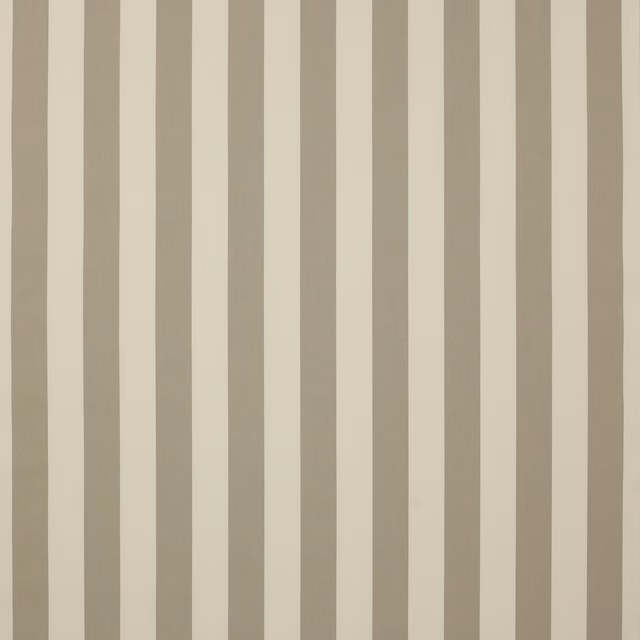 Vertical taupe and cream stripes on a smooth cotton fabric swatch