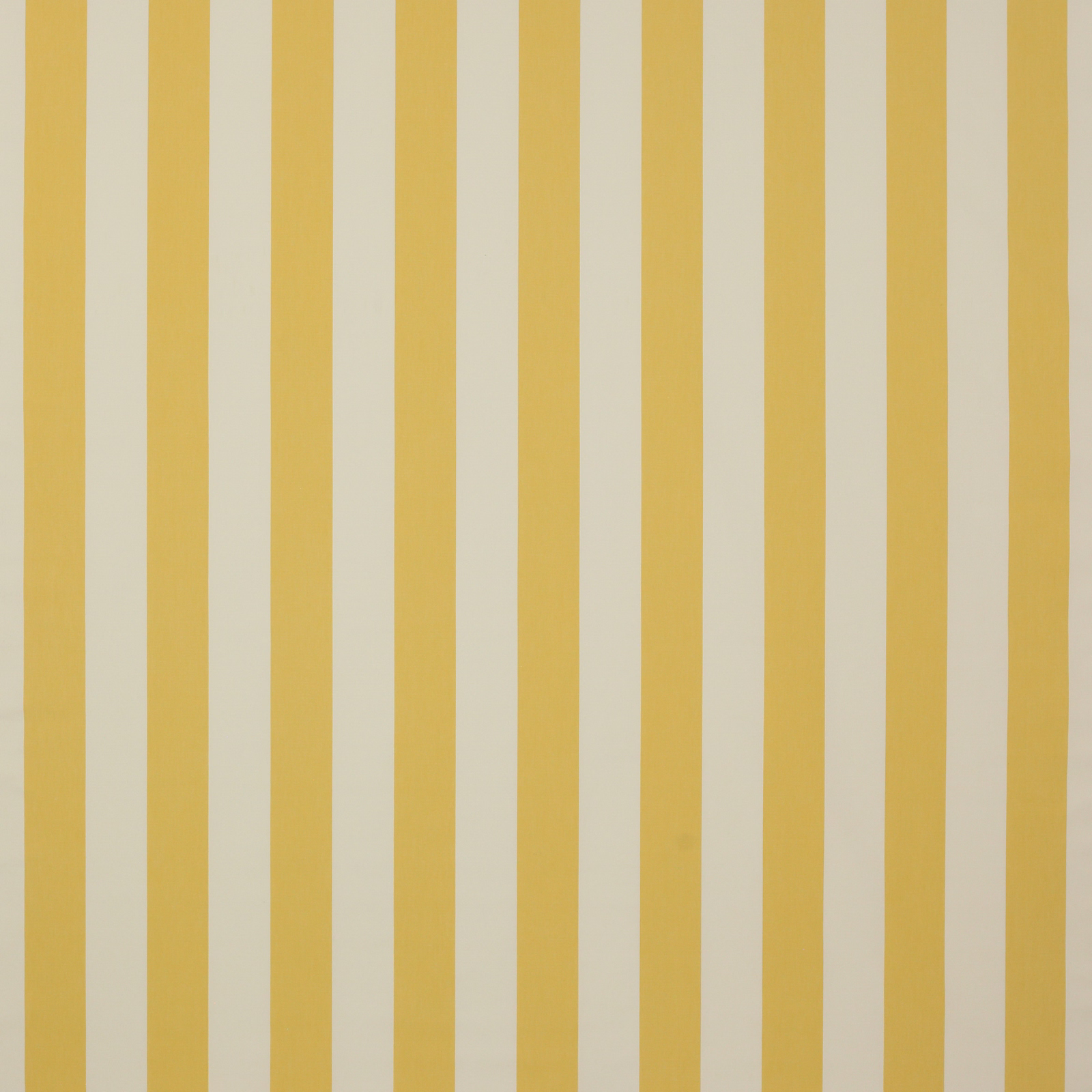 Vertical butter-yellow and ivory stripe cotton fabric swatch