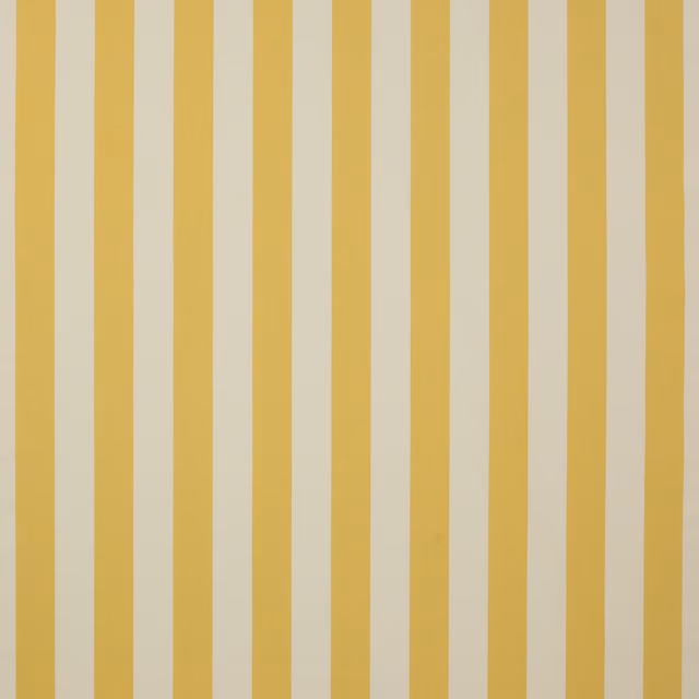 Vertical butter-yellow and ivory stripe cotton fabric swatch