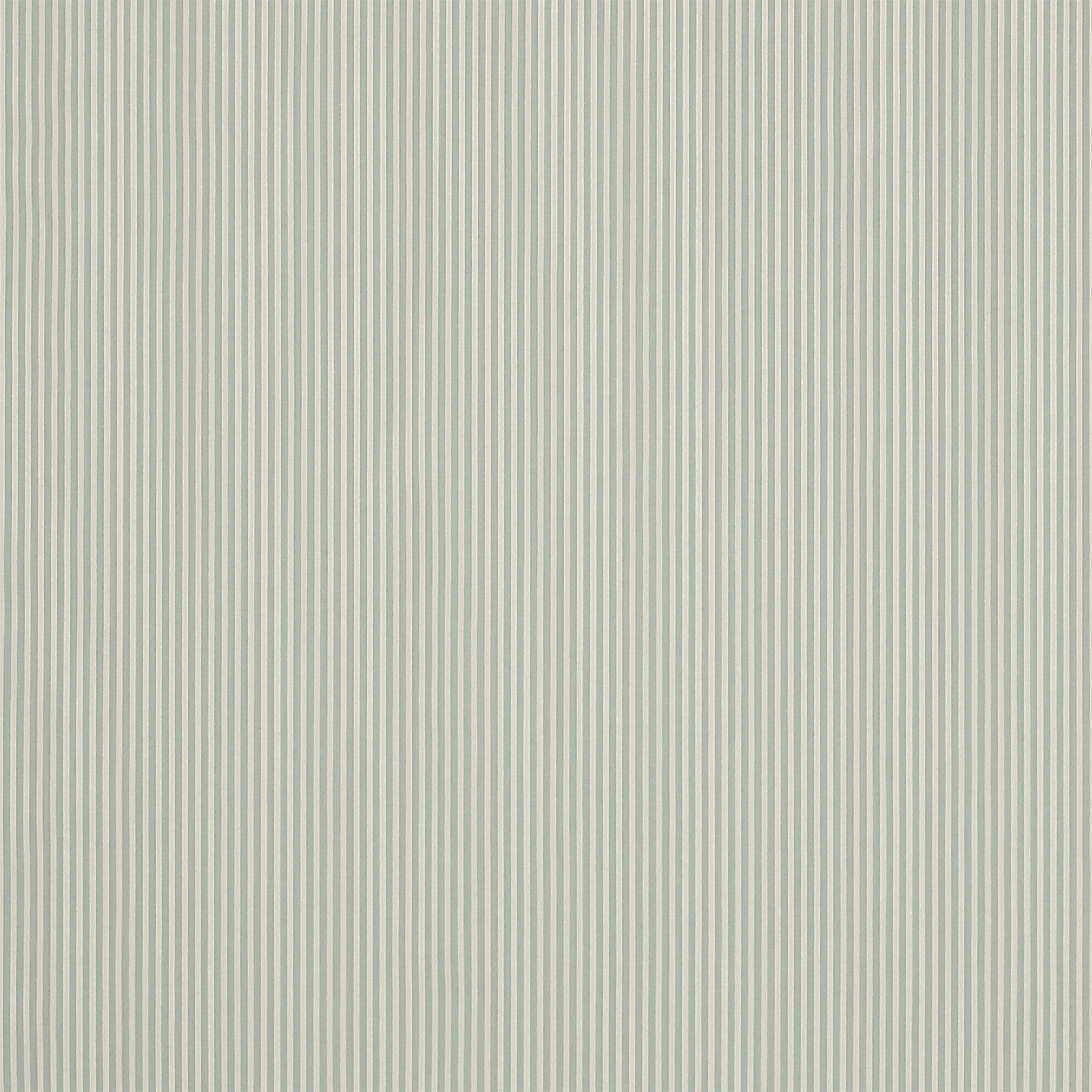 Pale aqua and cream fine vertical striped cotton fabric swatch