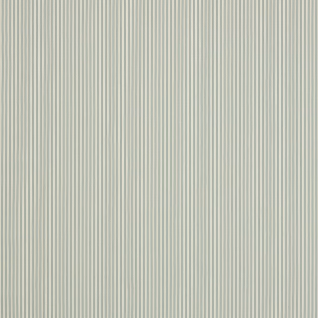 Pale aqua and cream fine vertical striped cotton fabric swatch