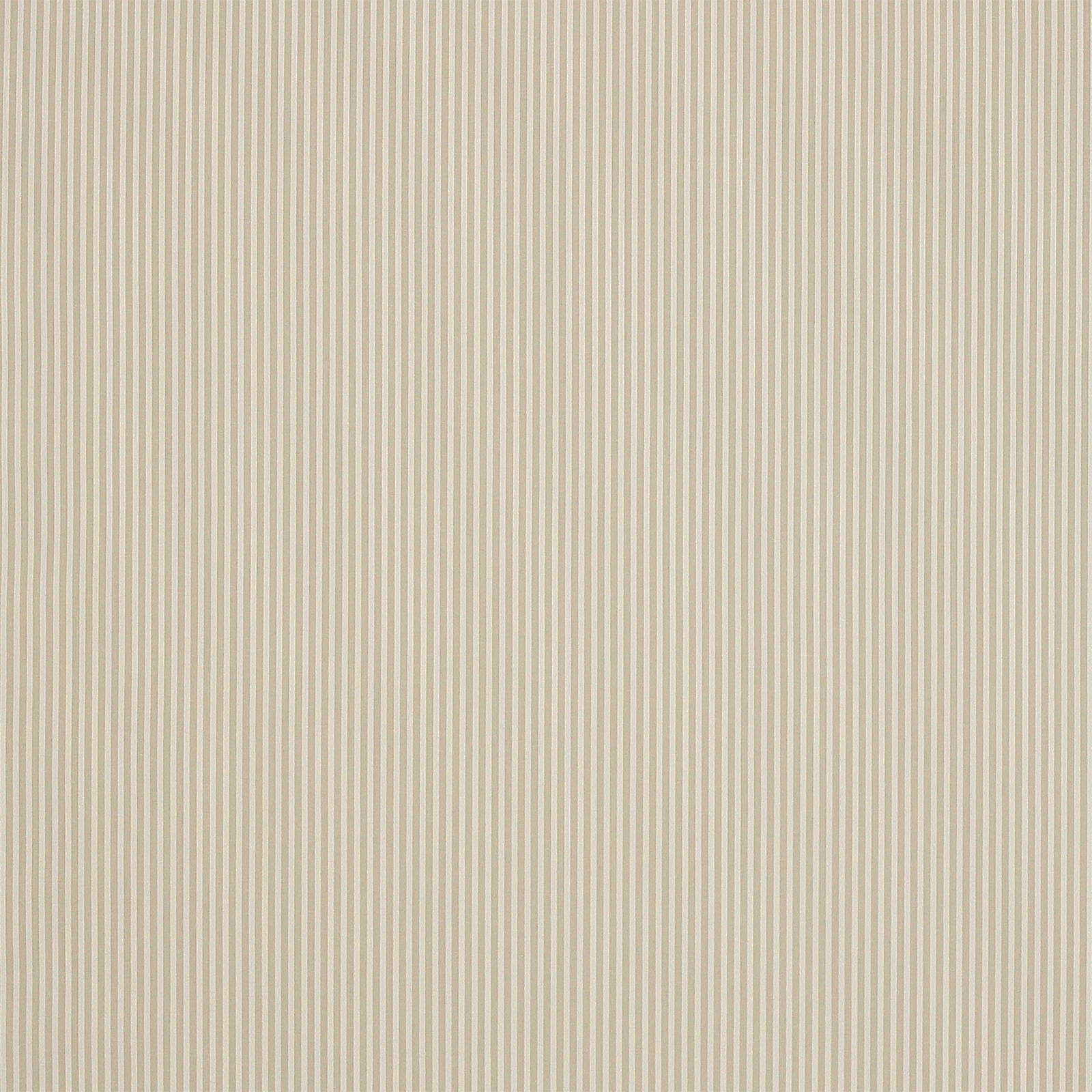 Close-up of fine beige vertical pinstripes on a cream cotton fabric