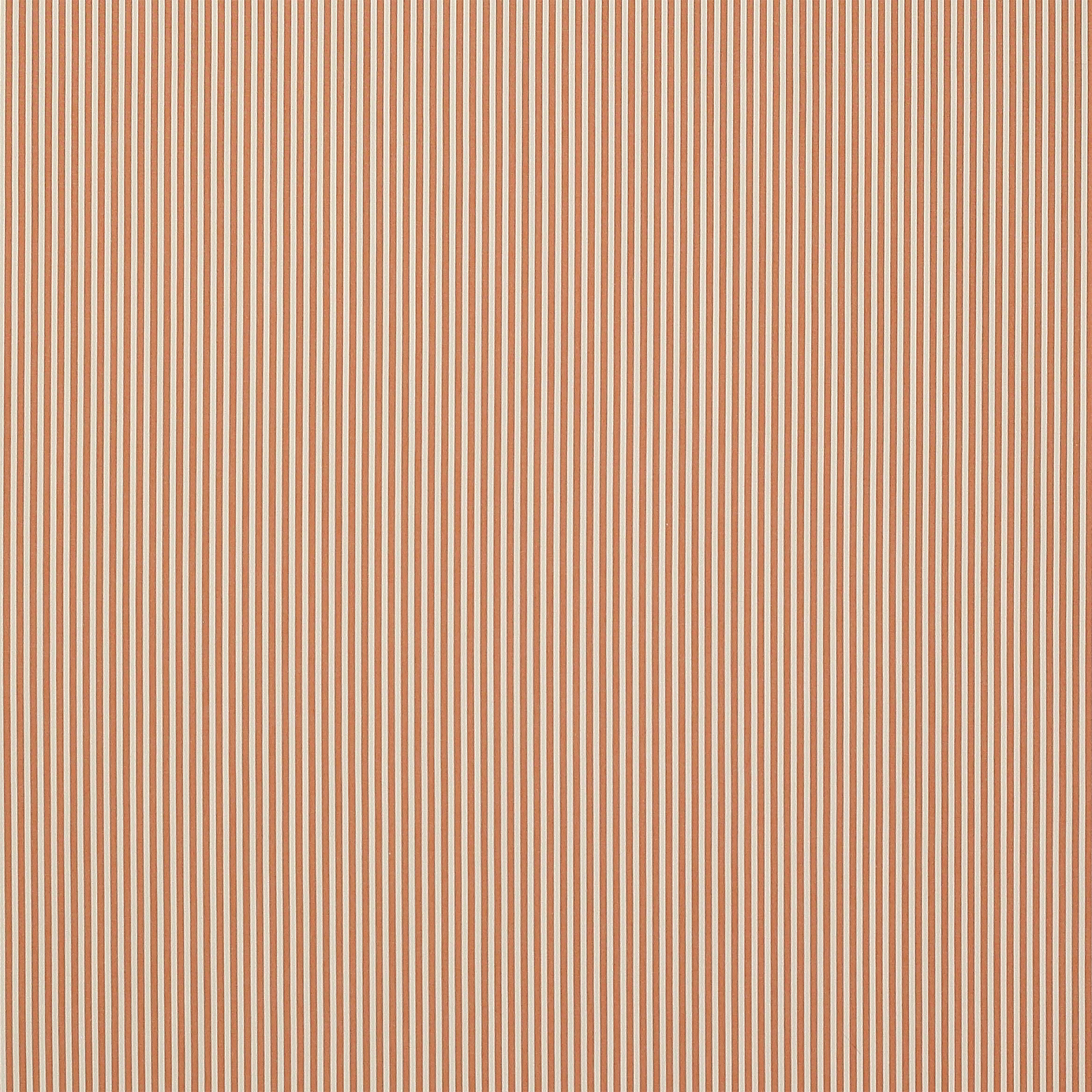 Fine orange pinstripe cotton fabric on a pale cream ground
