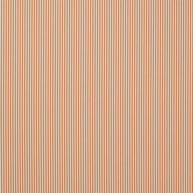 Fine orange pinstripe cotton fabric on a pale cream ground