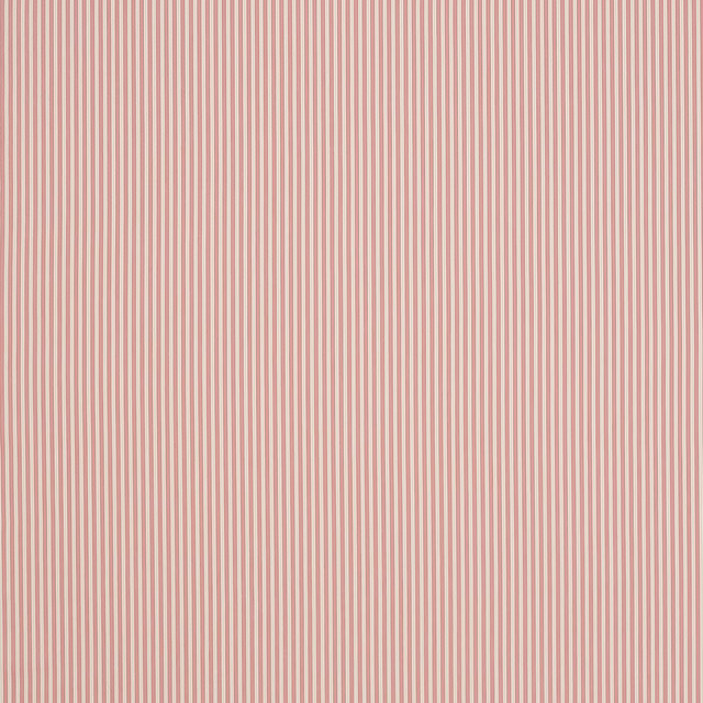 Fine vertical blush pink and cream stripes on a cotton fabric swatch
